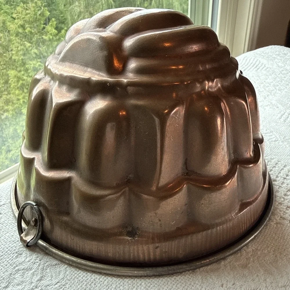 Antique Copper Pudding Jelly Mould Large Tin Lined Wall Decor